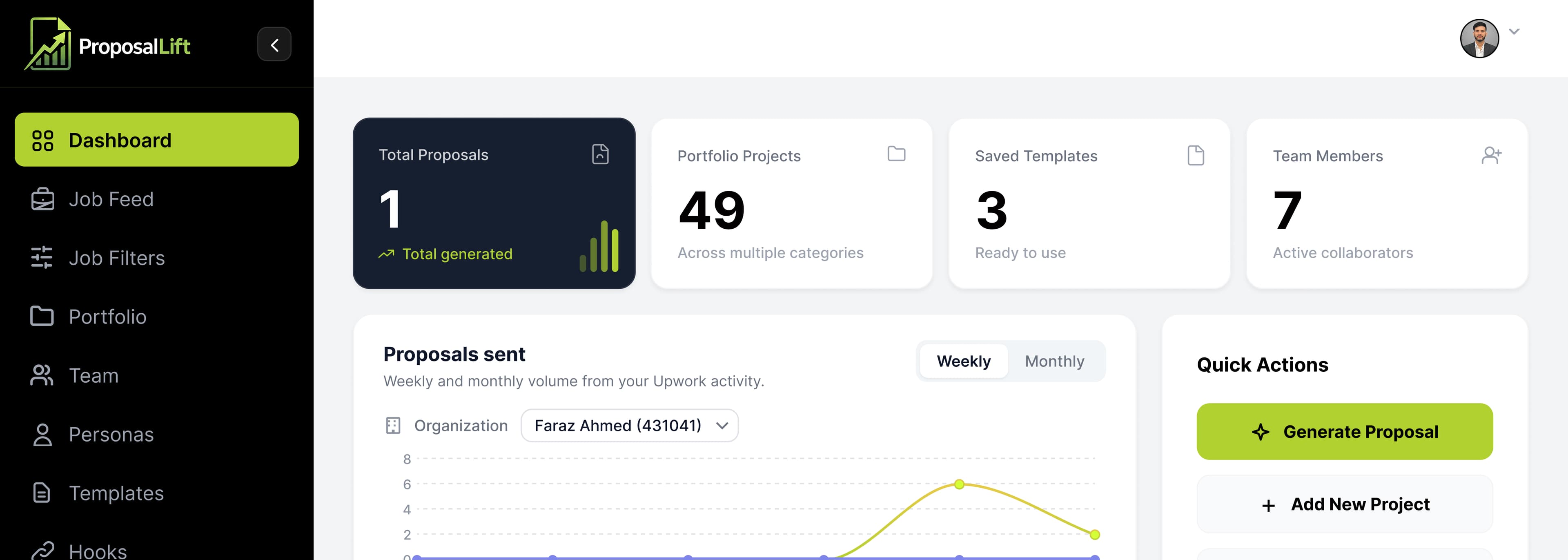 ProposalLift dashboard preview